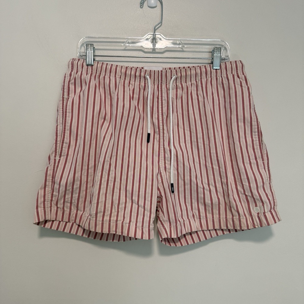 Solid and Striped Pink Stripe Swim Trunks Size Medium